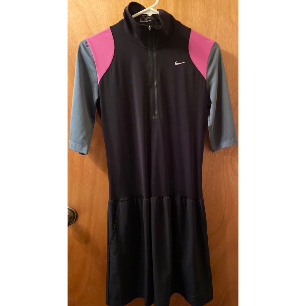 Nike Black Dress with Pink Shoulder Panels and Light Blue Sleeves